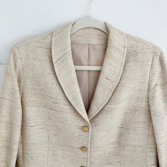 Vintage Devon Hall Cream Neutral Skirt Blazer Suit Set - Picture 5 of 16